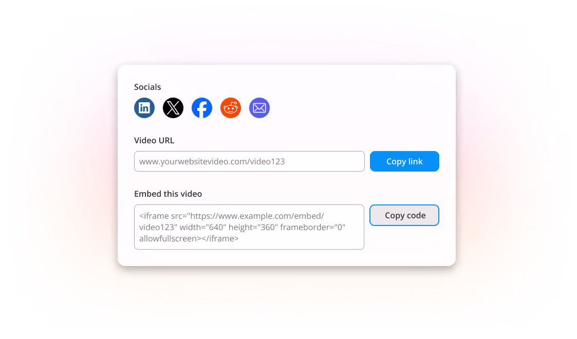Braiv share overlay with embed code options