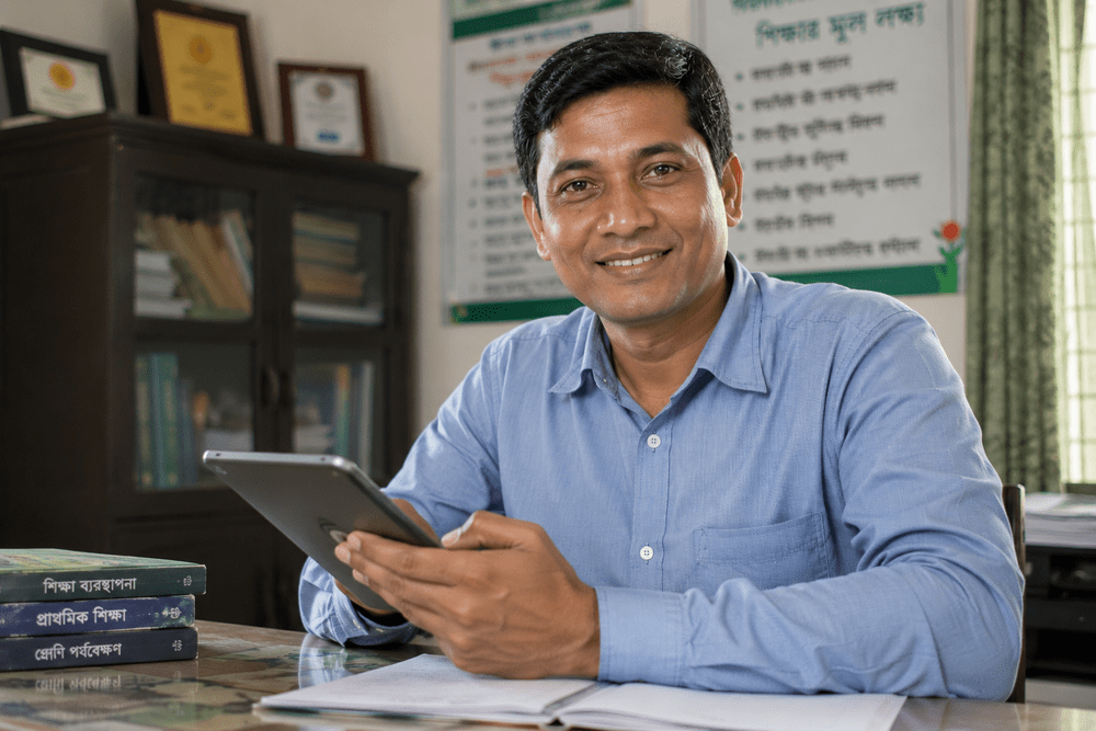 Illustration of a school leader in Bangladesh