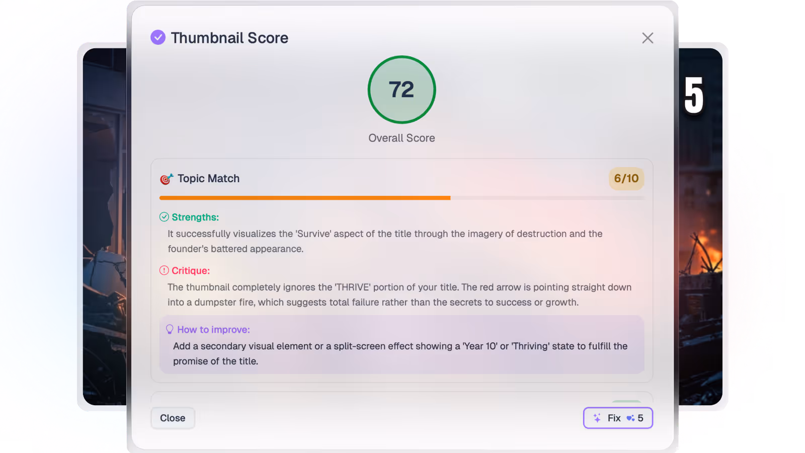 Score and fix thumbnails instantly